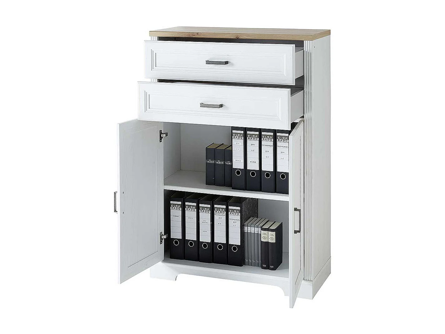 Büroschrank Landhaus Stil 127 cm hoch zwei Schubladen