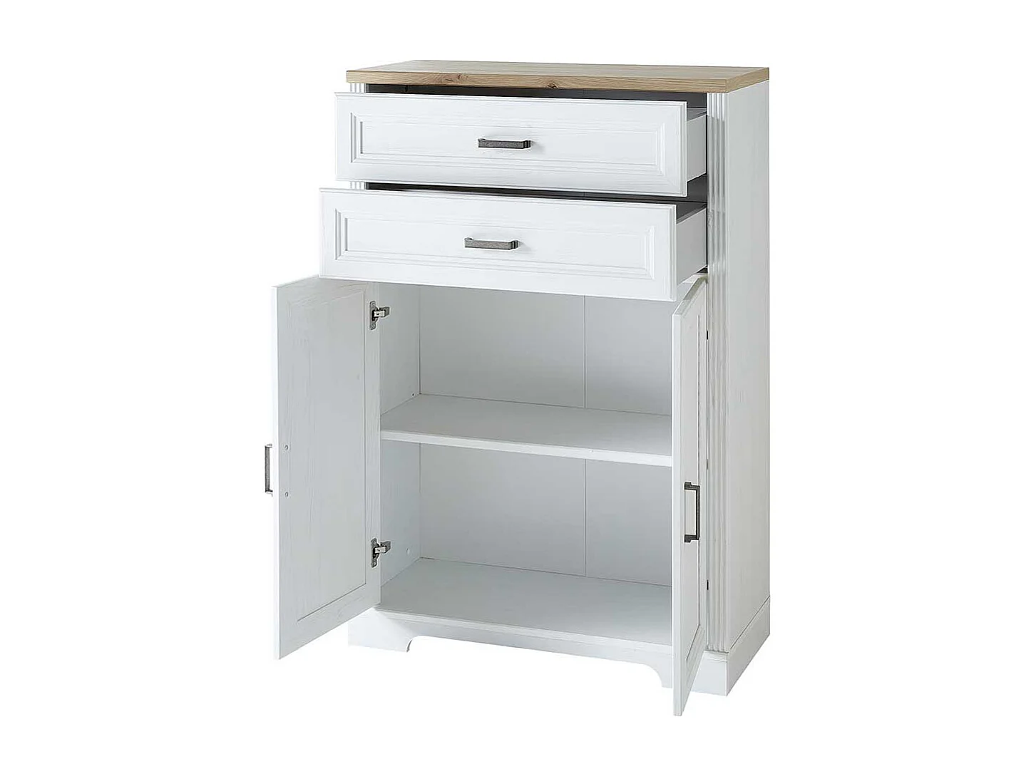 Büroschrank Landhaus Stil 127 cm hoch zwei Schubladen