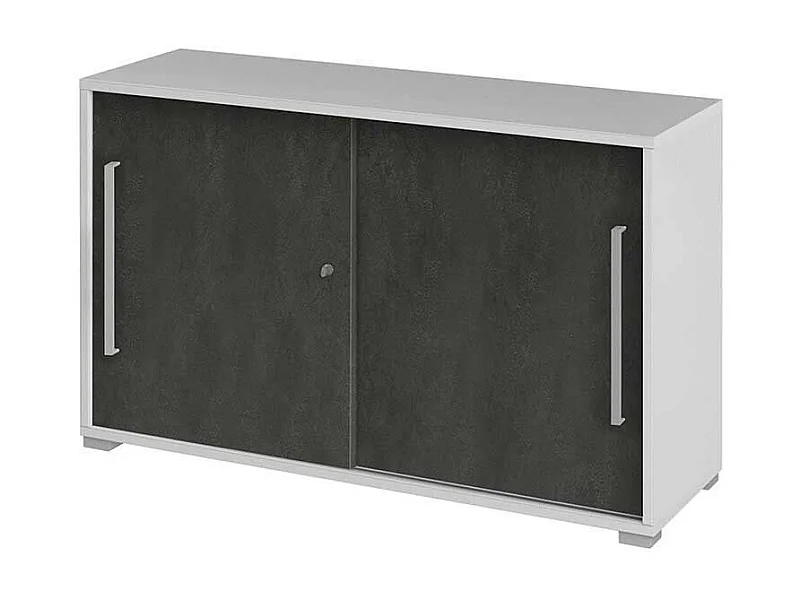 Abschlie�barer B�roschrank mit Schiebet�ren Wei� Grau