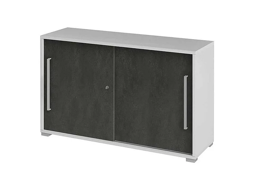 Abschlie�barer B�roschrank mit Schiebet�ren Wei� Grau