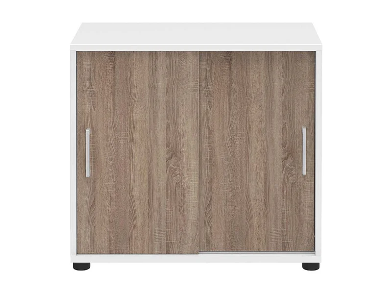 Aktenordnerschrank mit Schiebet�ren Wei� Eiche Sonoma