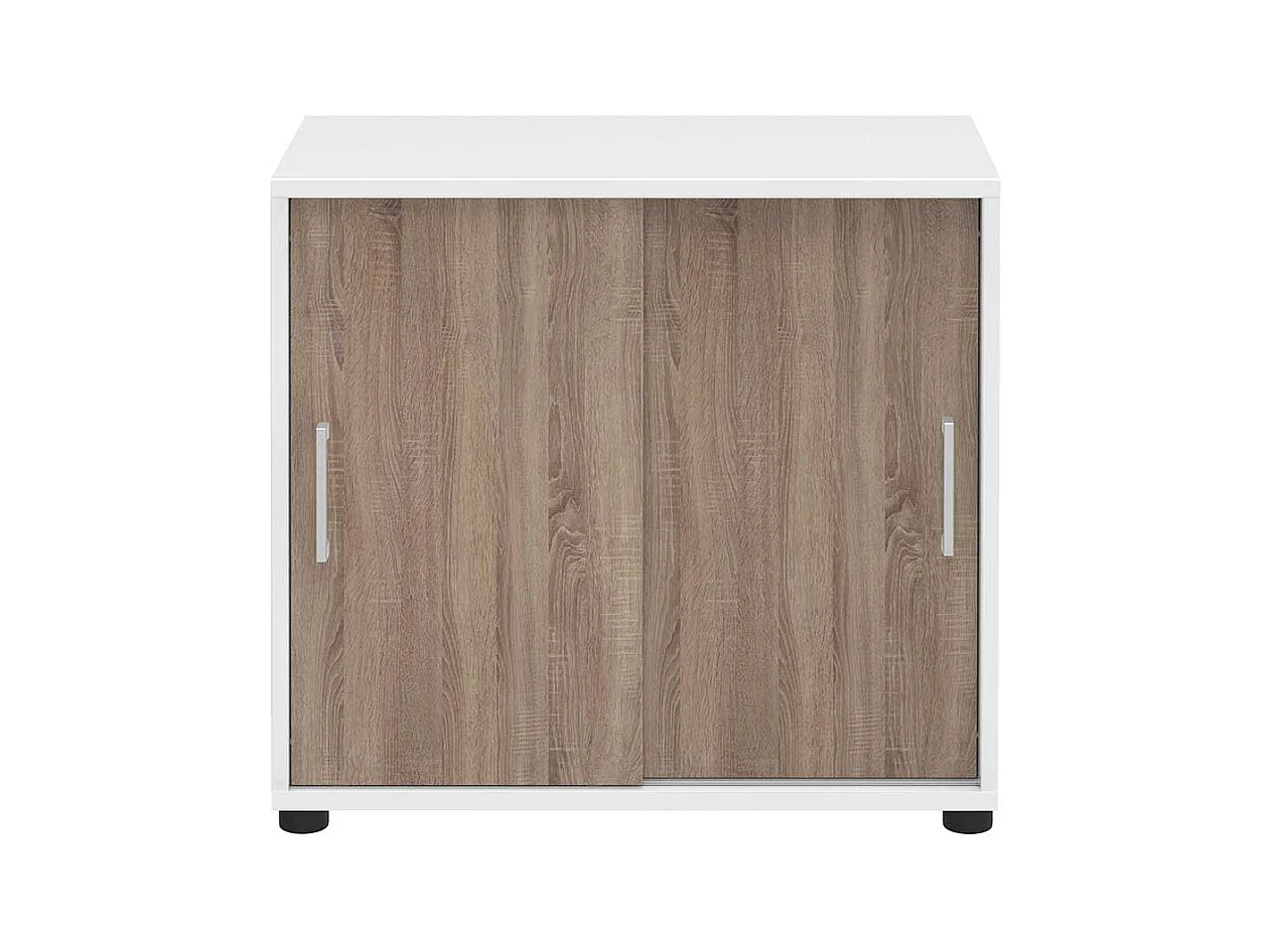 Aktenordnerschrank mit Schiebet�ren Wei� Eiche Sonoma