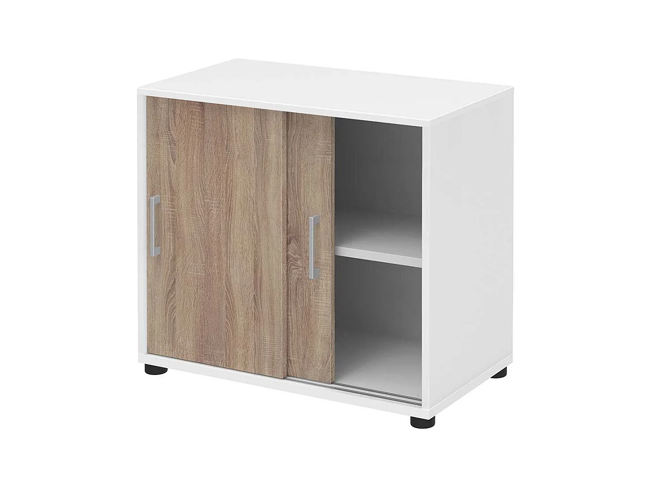 Aktenordnerschrank mit Schiebet�ren Wei� Eiche Sonoma