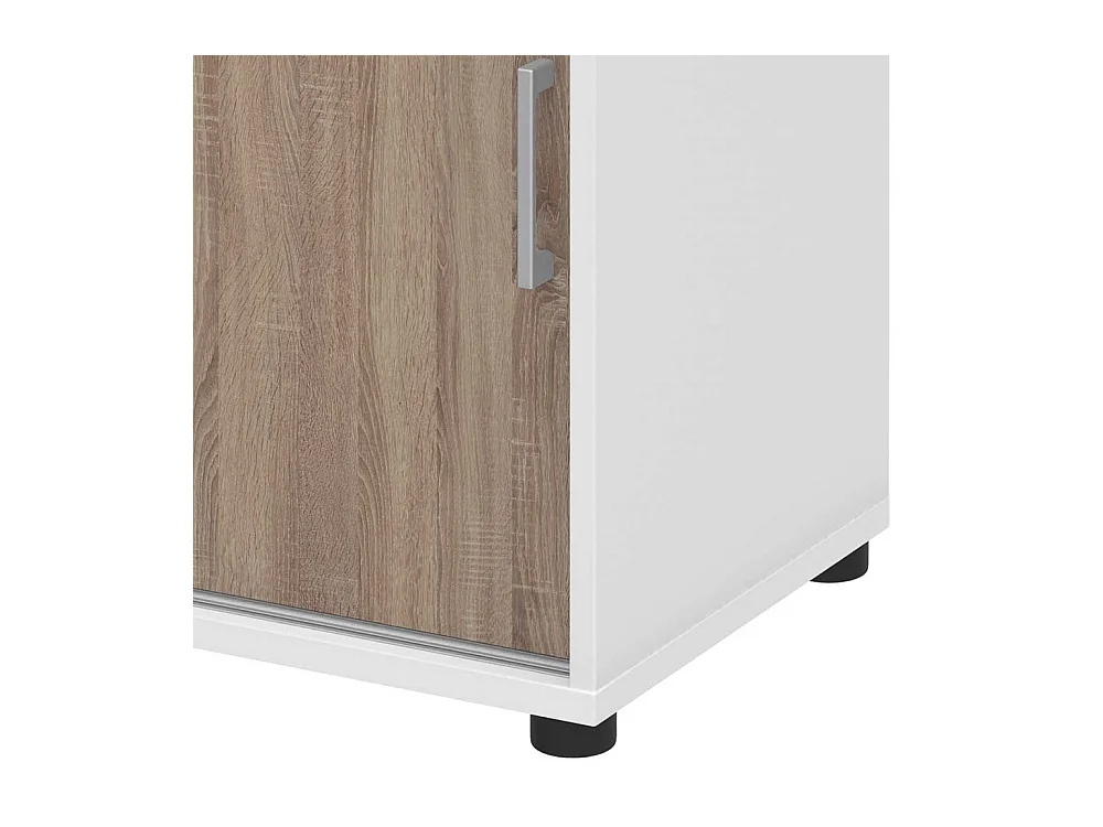 Aktenordnerschrank mit Schiebet�ren Wei� Eiche Sonoma