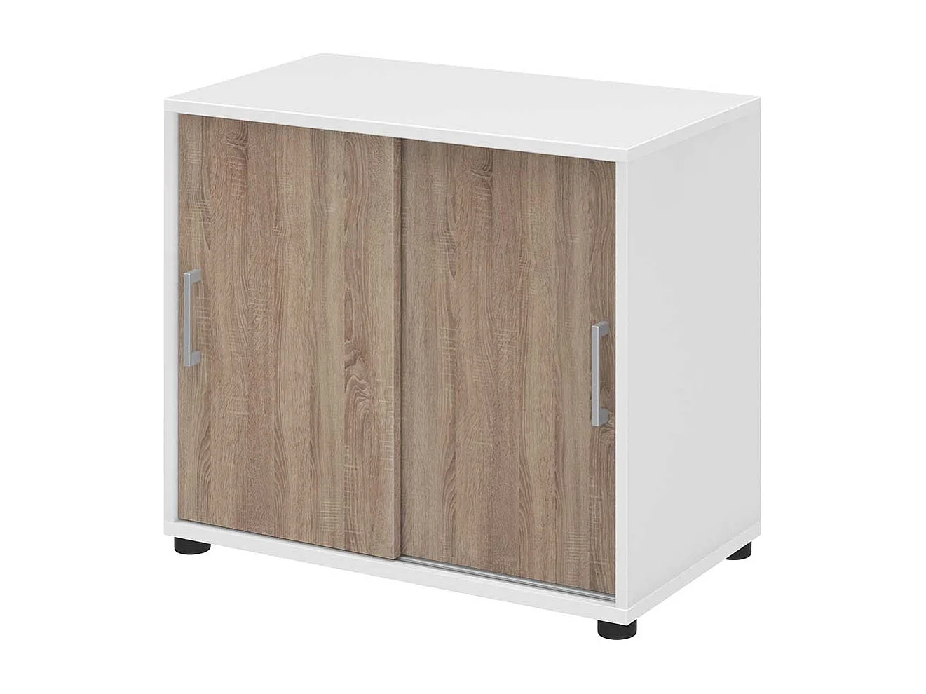 Aktenordnerschrank mit Schiebet�ren Wei� Eiche Sonoma