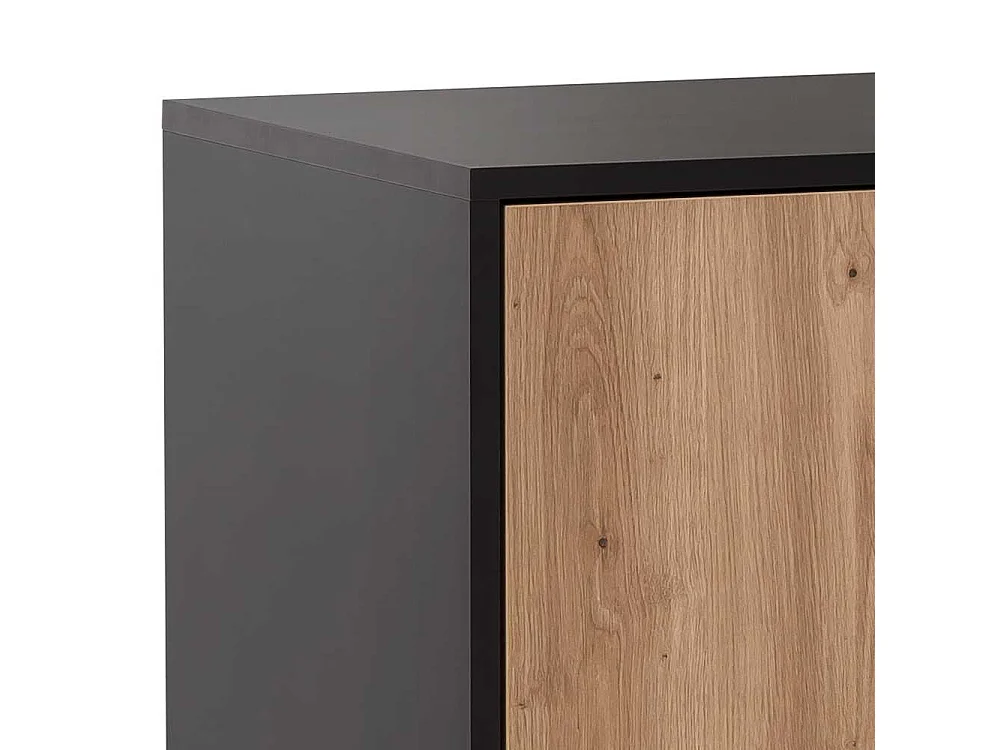 Büroschrank Schrank Büro in Wildeichefarben mit Metallgriffen