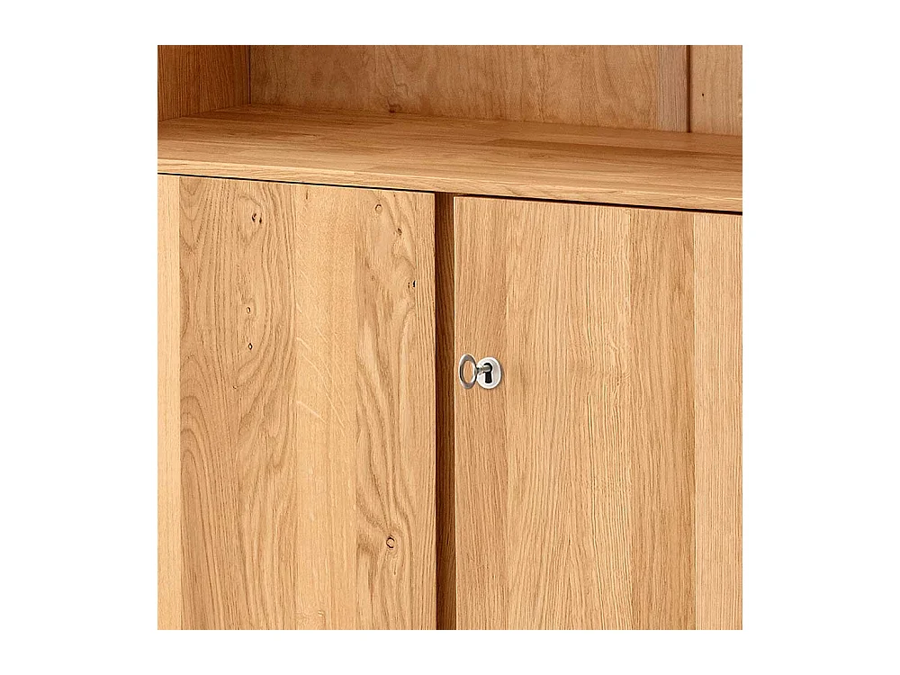 Abschließbarer Aktenschrank aus Wildeiche Massivholz Drehtüren