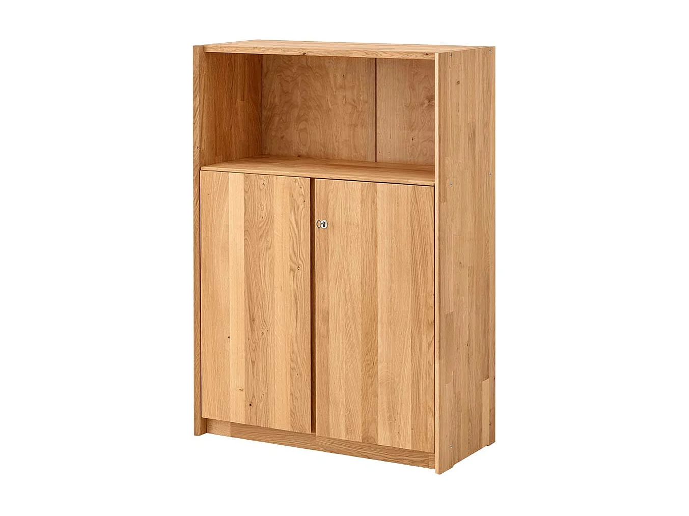 Abschließbarer Aktenschrank aus Wildeiche Massivholz Drehtüren