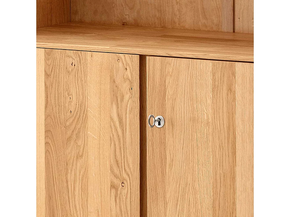 Abschließbarer Aktenschrank aus Wildeiche Massivholz Drehtüren