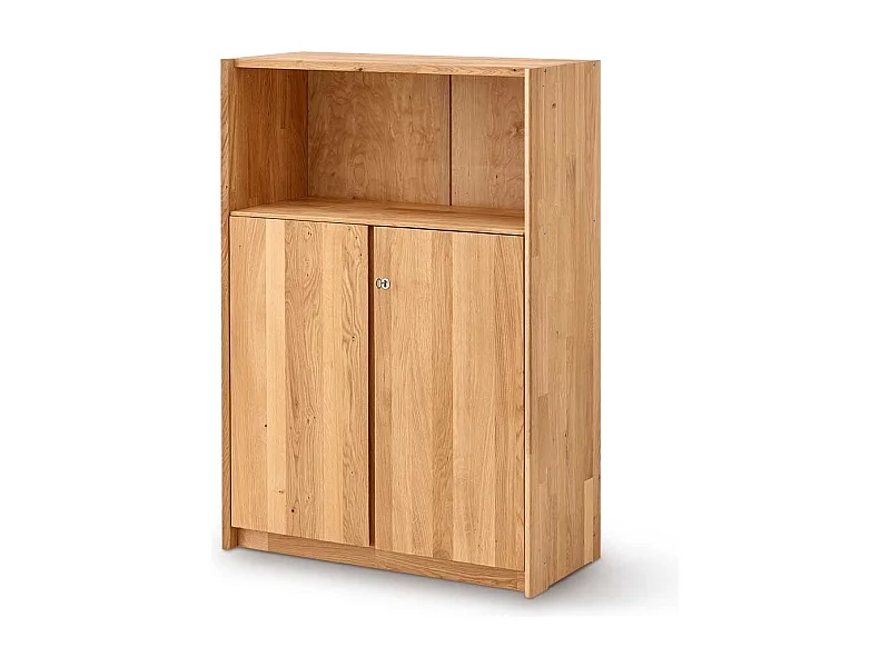 Abschließbarer Aktenschrank aus Wildeiche Massivholz Drehtüren