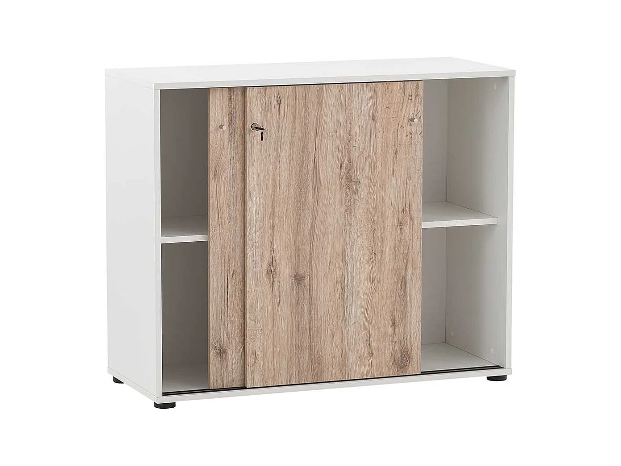 Moderner Ordnerschrank in Wildeichefarben Weiß