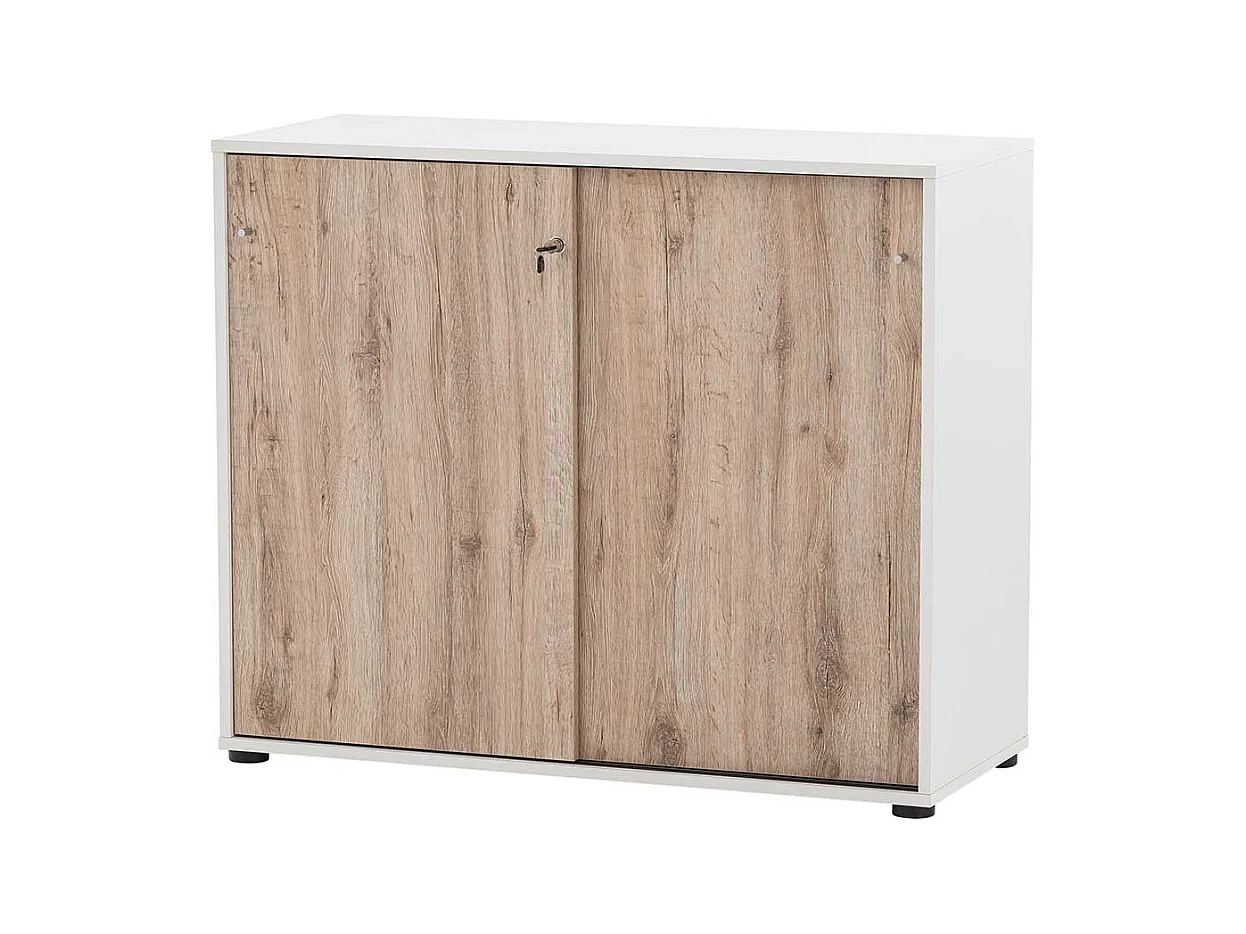 Moderner Ordnerschrank in Wildeichefarben Weiß