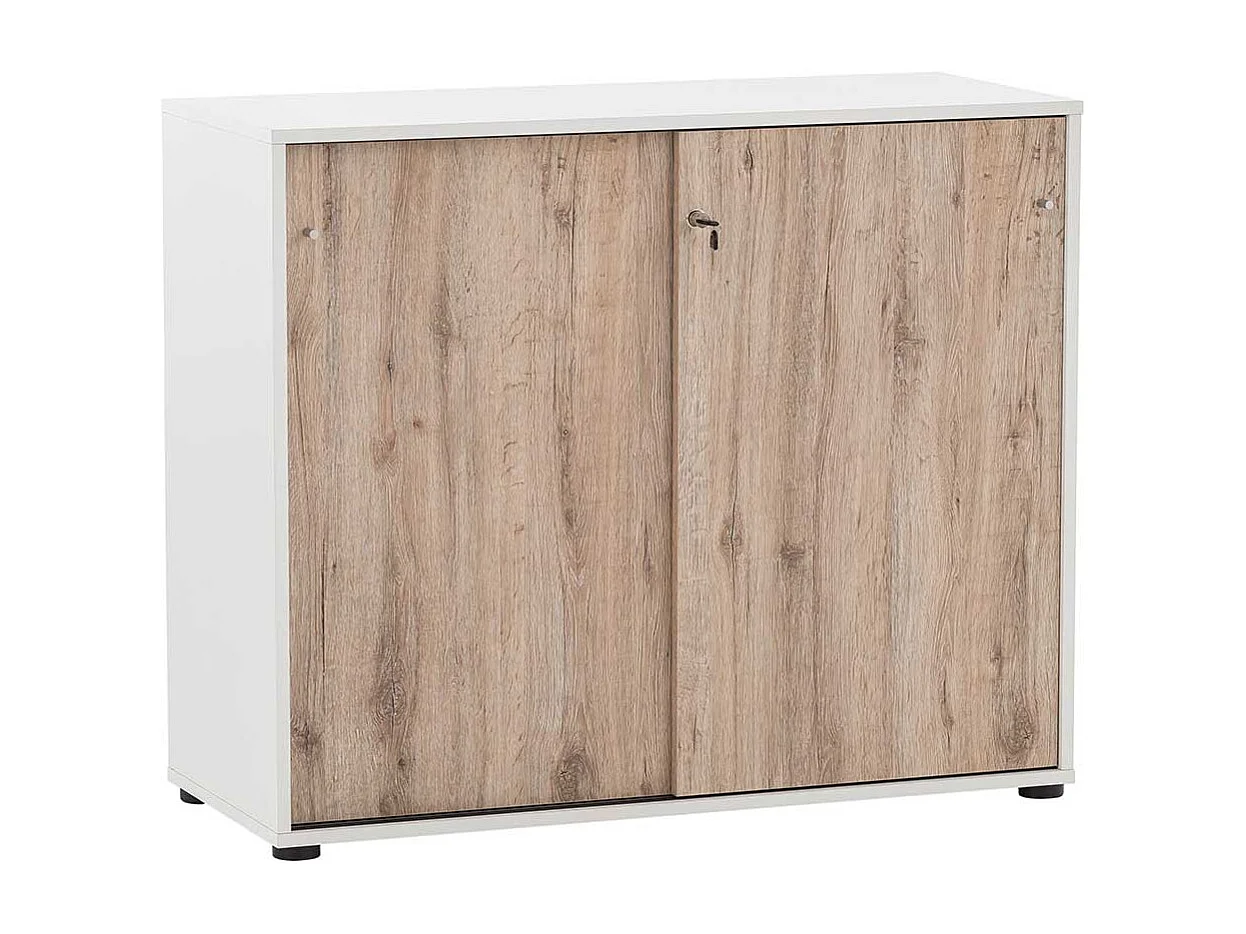 Moderner Ordnerschrank in Wildeichefarben Weiß