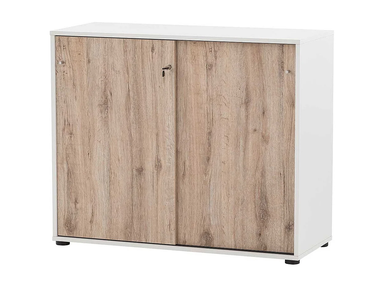 Moderner Ordnerschrank in Wildeichefarben Weiß