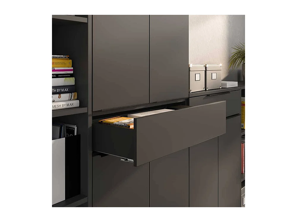 Büroschrank Officeschrank in Dunkelgrau 197 cm hoch