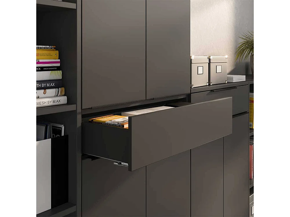 Büroschrank Officeschrank in Dunkelgrau 197 cm hoch