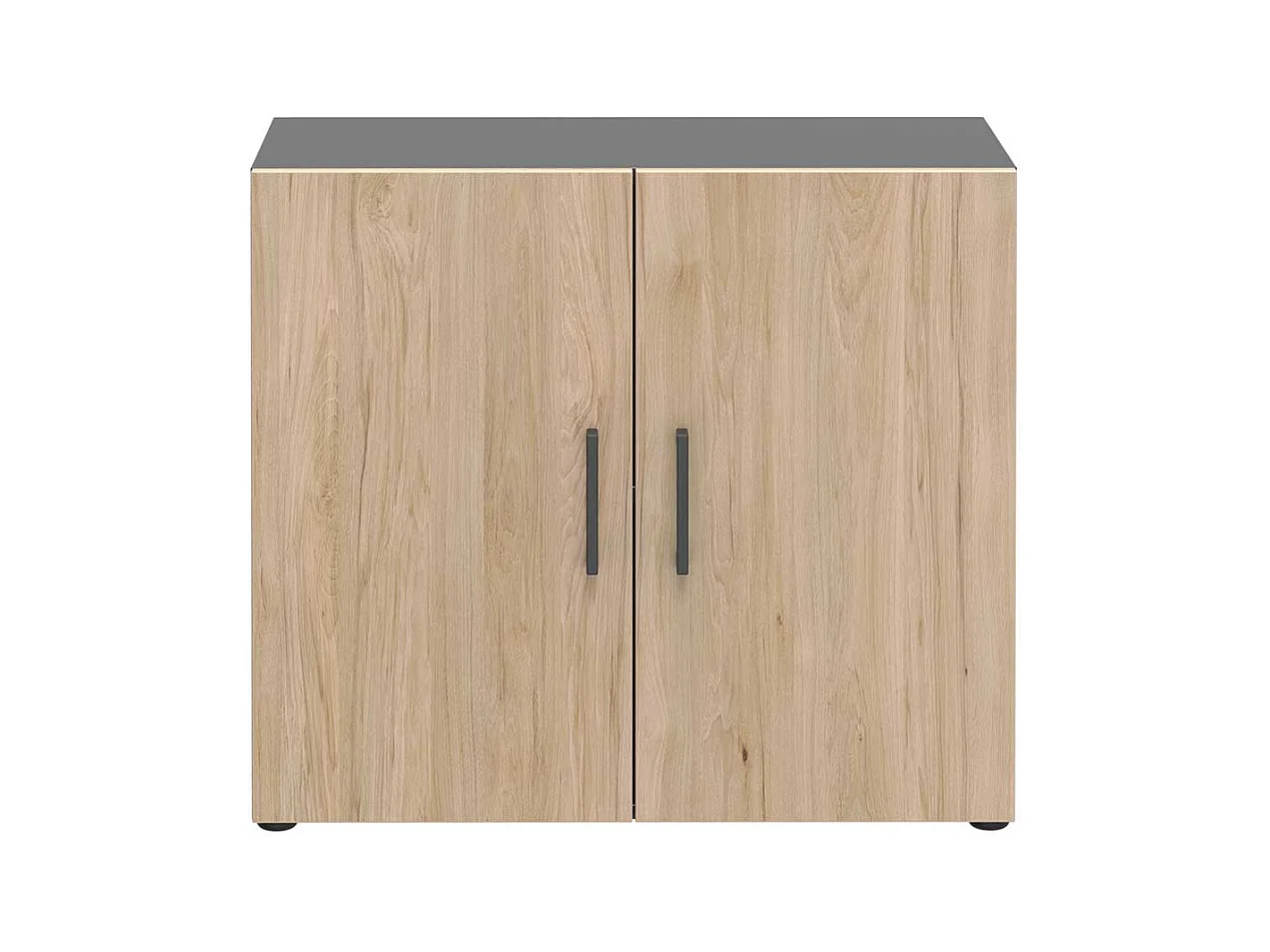 Kleiner Aktenordnerschrank 2 t�rig Hickory Holzoptik & Anthrazit