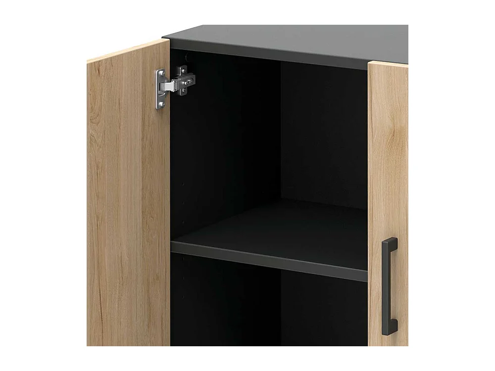 Kleiner Aktenordnerschrank 2 t�rig Hickory Holzoptik & Anthrazit