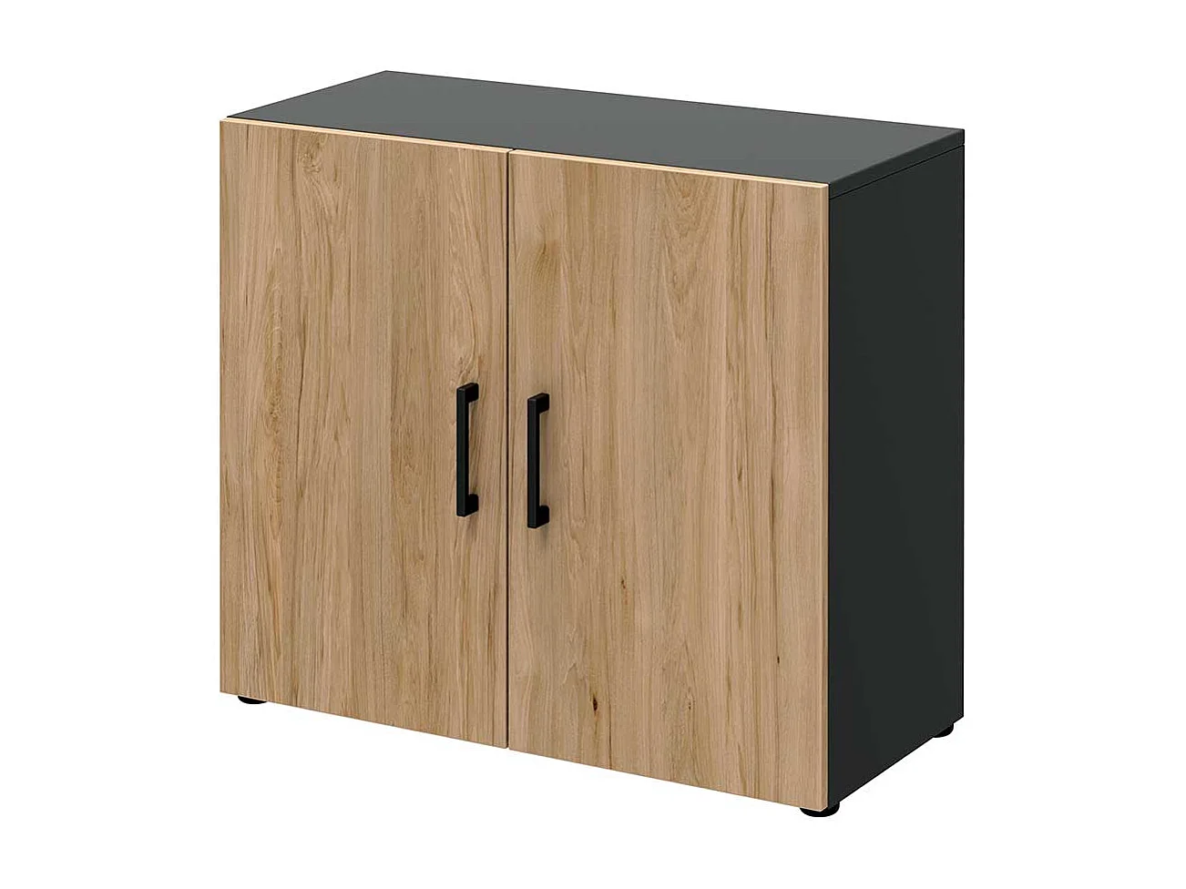 Kleiner Aktenordnerschrank 2 t�rig Hickory Holzoptik & Anthrazit