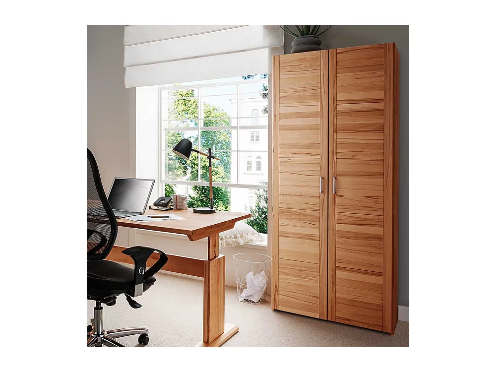 Aktenschrank Buche massiv geölt mit zwei Türen 80x186x33 cm