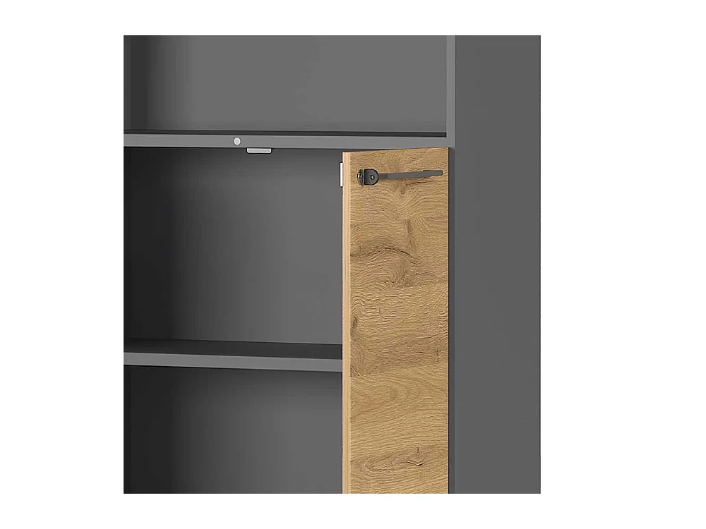Büroschrank in Wildeichefarben und Dunkelgrau 80 cm breit