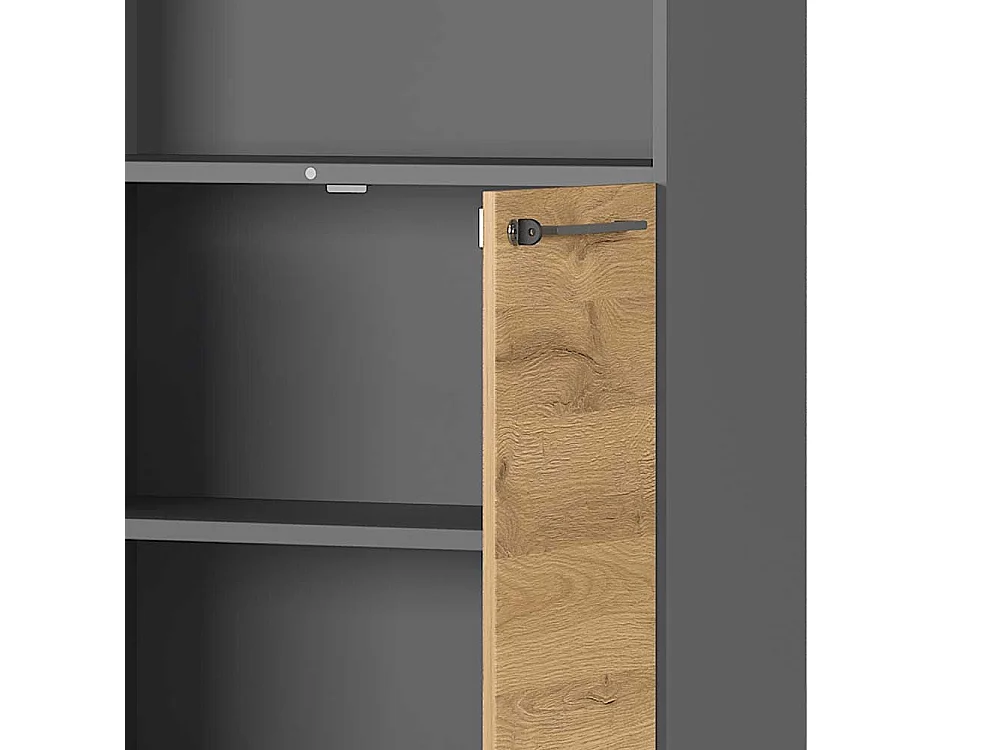 Büroschrank in Wildeichefarben und Dunkelgrau 80 cm breit