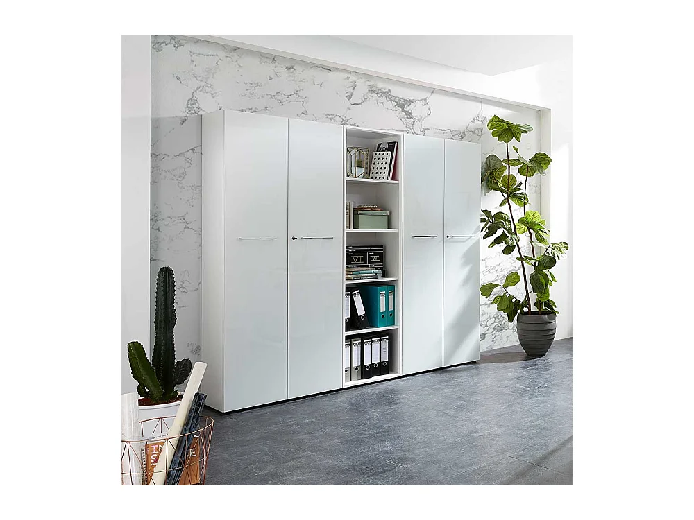 Officeschrank in Weiß Glas beschichtet 80 cm breit