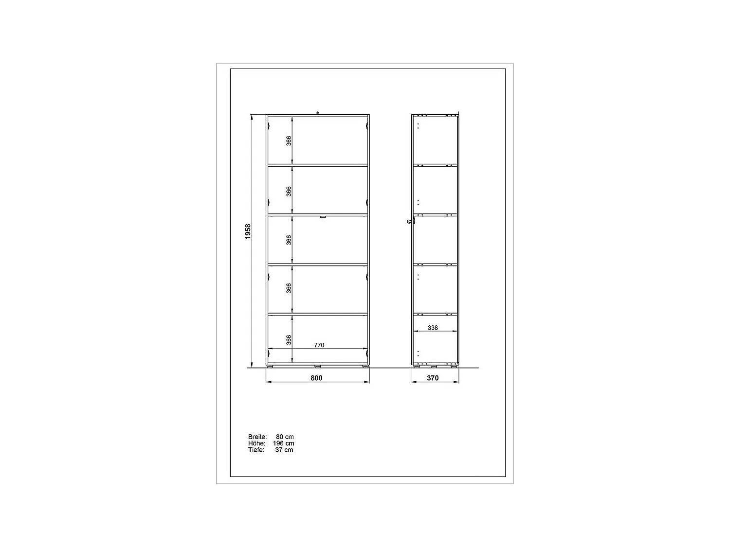 Officeschrank in Weiß Glas beschichtet 80 cm breit