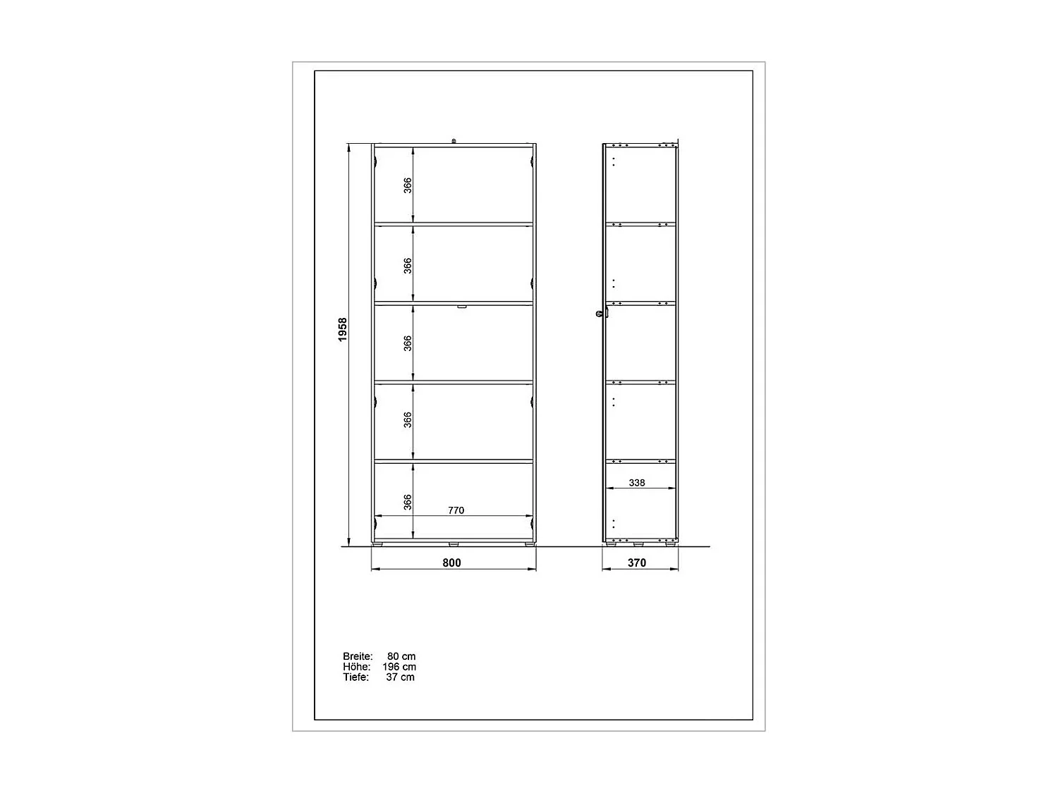 Officeschrank in Weiß Glas beschichtet 80 cm breit