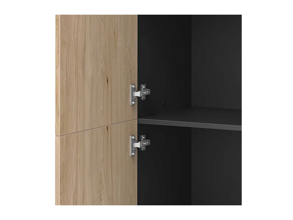 Hoher Schrank B�ro 4 t�rig Hickory Holzoptik & Anthrazit