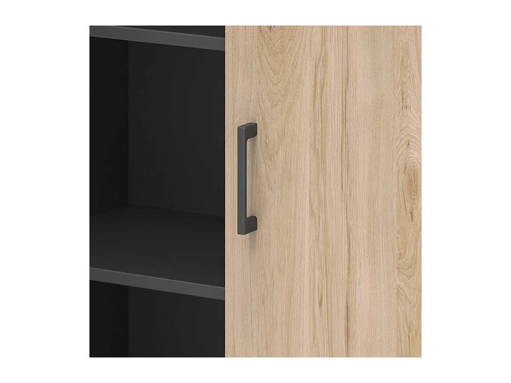 Hoher Schrank B�ro 4 t�rig Hickory Holzoptik & Anthrazit