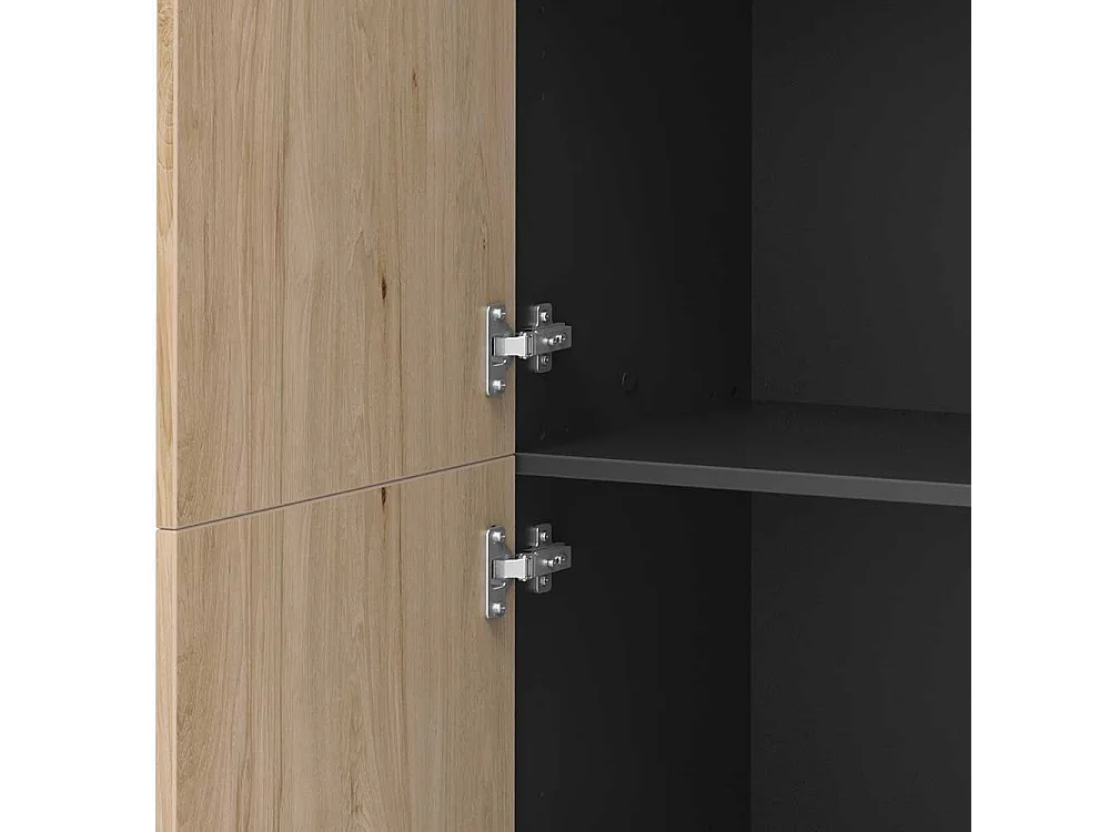 Hoher Schrank B�ro 4 t�rig Hickory Holzoptik & Anthrazit