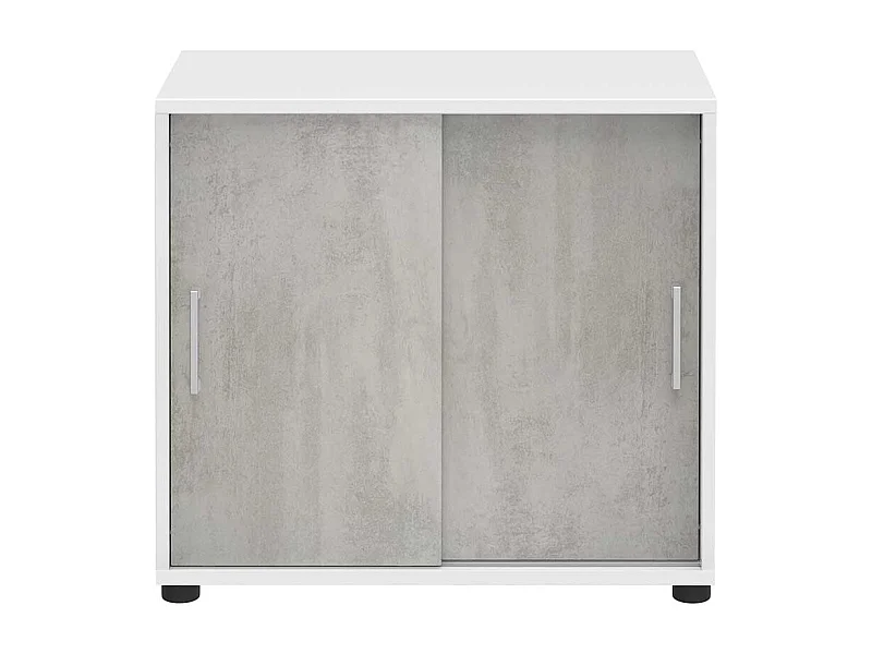 B�roschrank mit Schiebet�ren Beton Grau Wei�