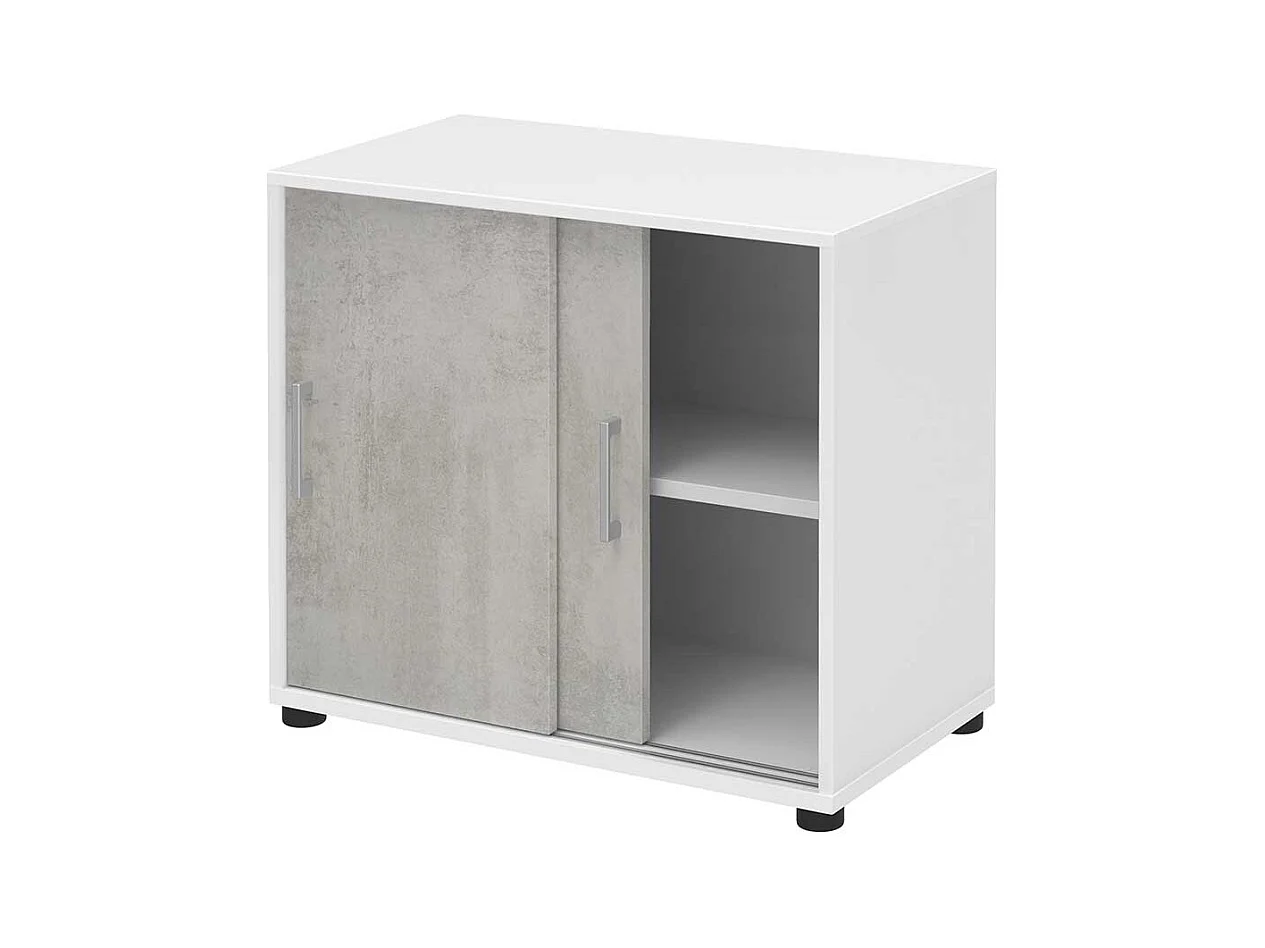 B�roschrank mit Schiebet�ren Beton Grau Wei�