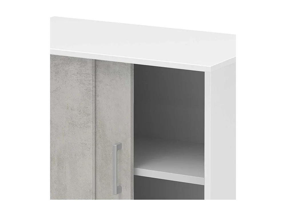 B�roschrank mit Schiebet�ren Beton Grau Wei�
