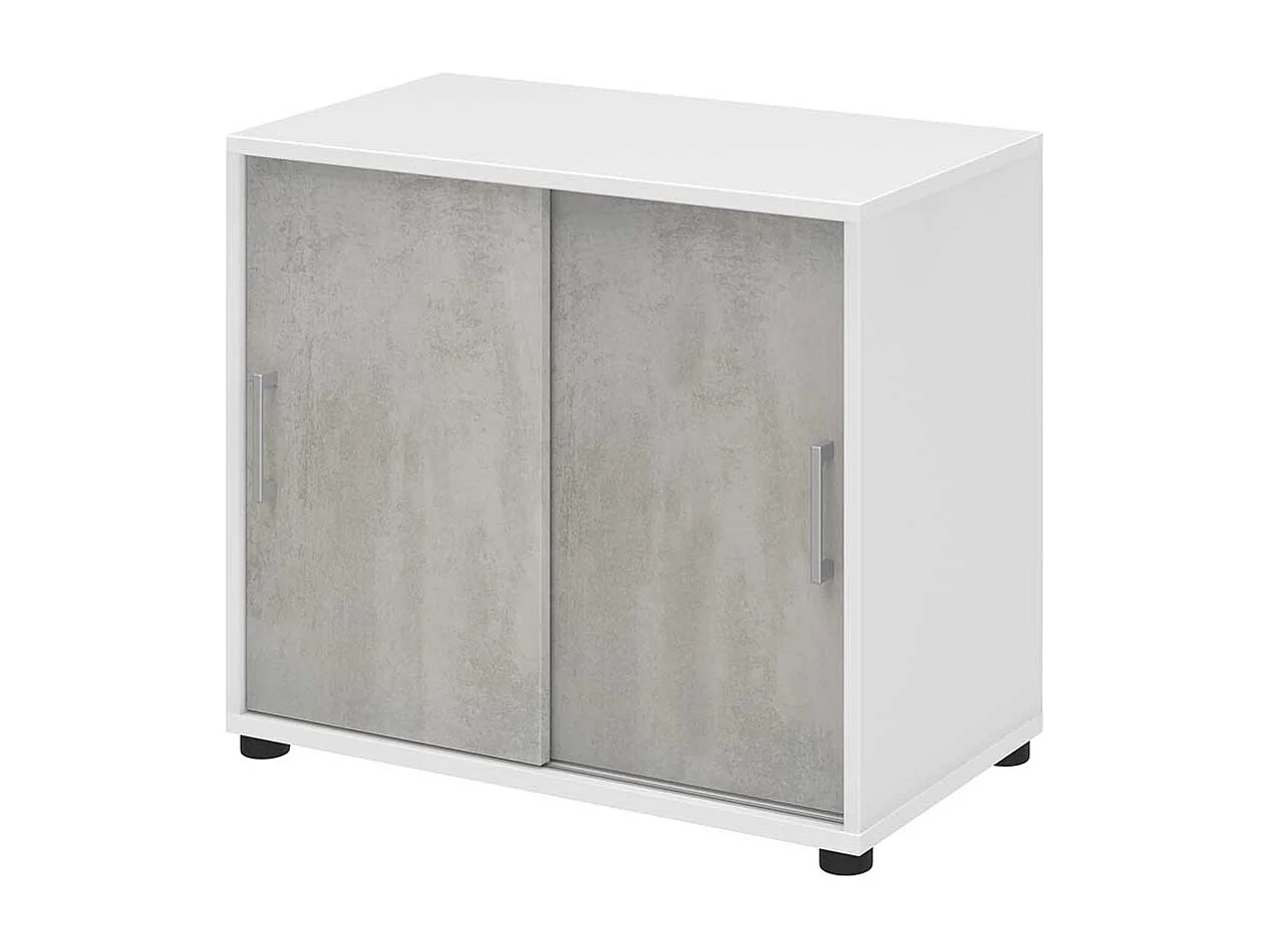 B�roschrank mit Schiebet�ren Beton Grau Wei�