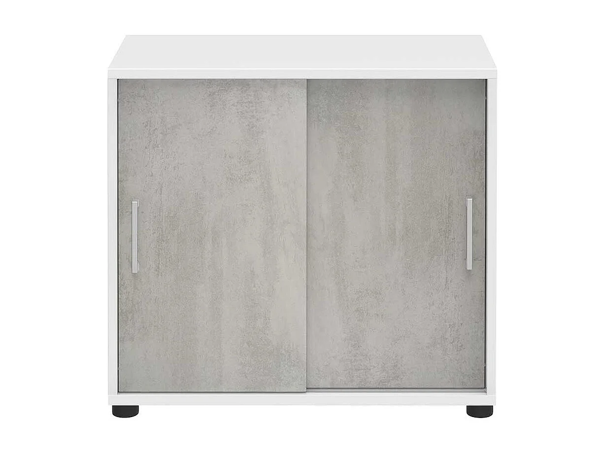 B�roschrank mit Schiebet�ren Beton Grau Wei�