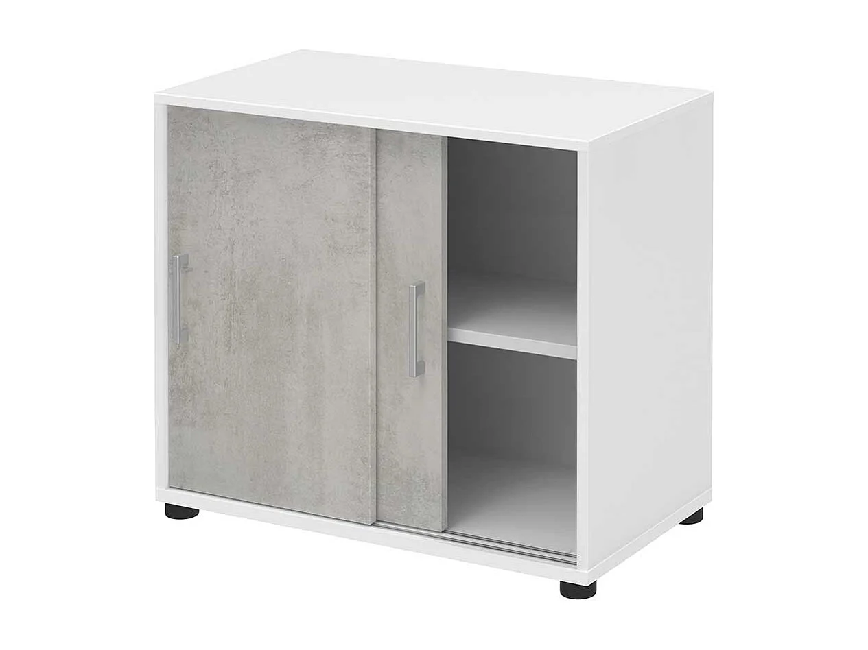 B�roschrank mit Schiebet�ren Beton Grau Wei�
