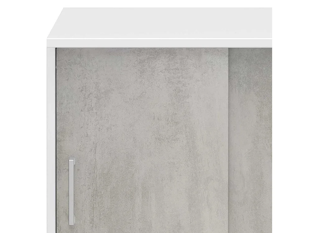 B�roschrank mit Schiebet�ren Beton Grau Wei�