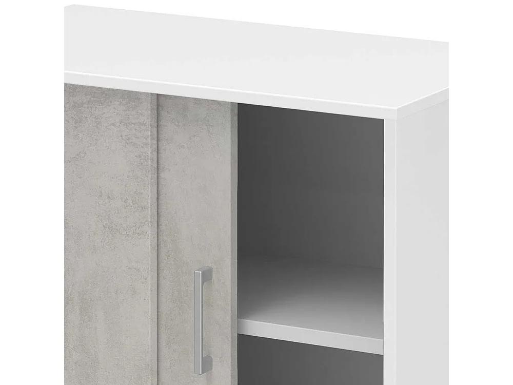 B�roschrank mit Schiebet�ren Beton Grau Wei�