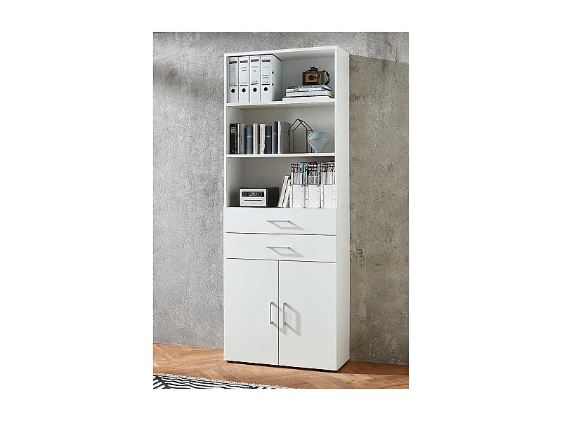 Wei�er Ordnerschrank f�r Home Office zwei Schubladen