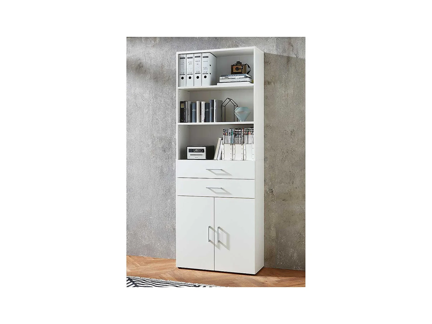 Wei�er Ordnerschrank f�r Home Office zwei Schubladen