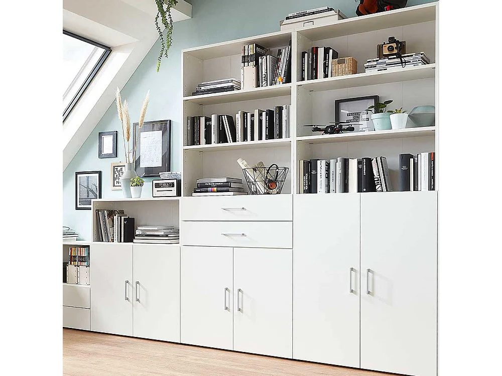 Wei�er Ordnerschrank f�r Home Office zwei Schubladen