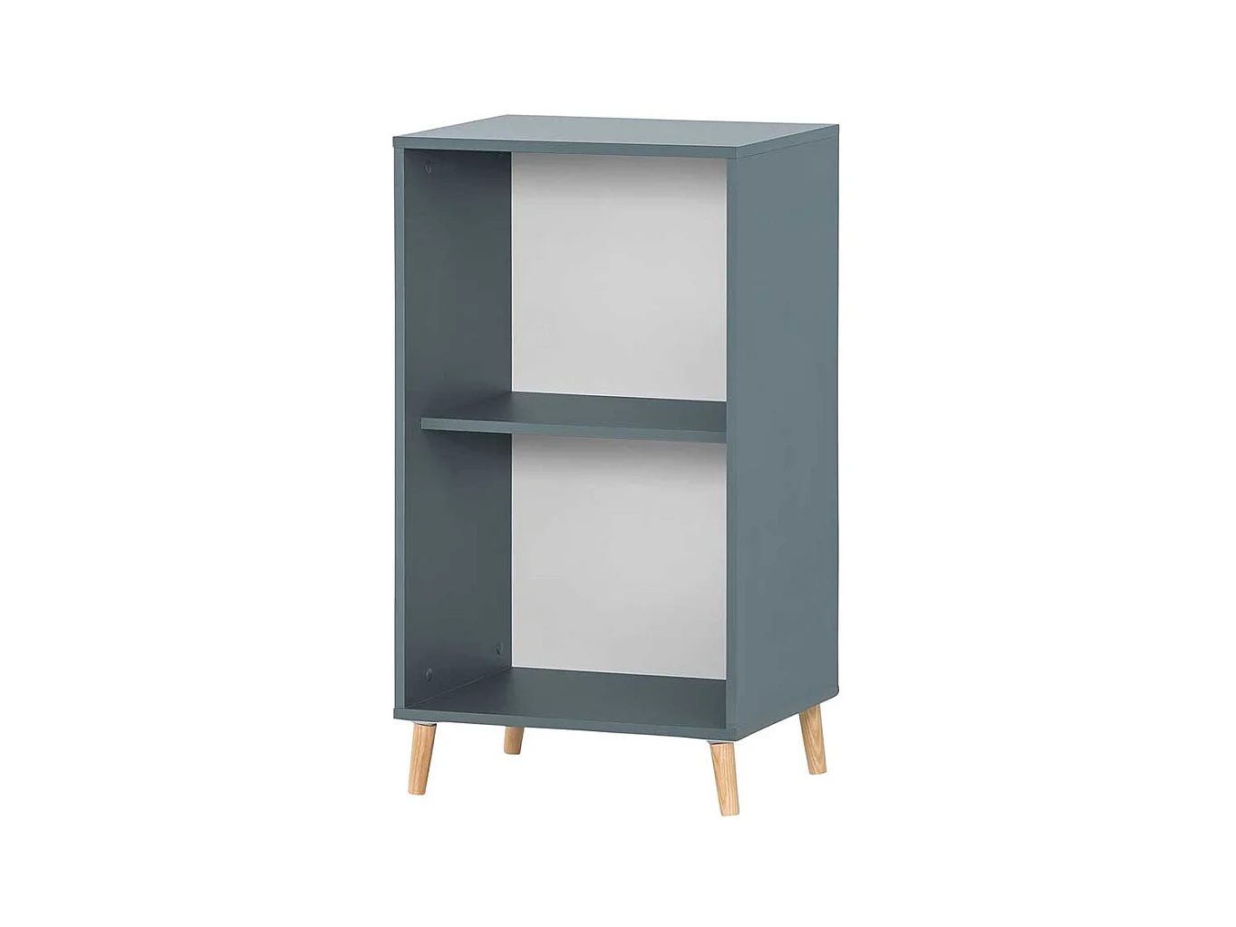 Schmaler Aktenschrank in Petrol und Eichefarben herausnehmbarem Regalkreuz