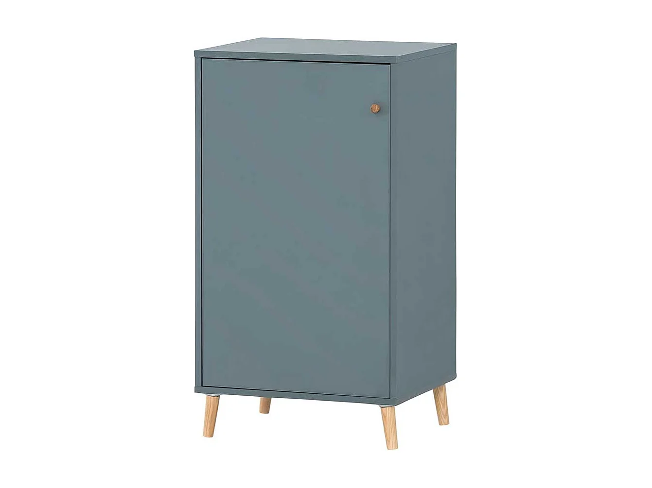 Schmaler Aktenschrank in Petrol und Eichefarben herausnehmbarem Regalkreuz