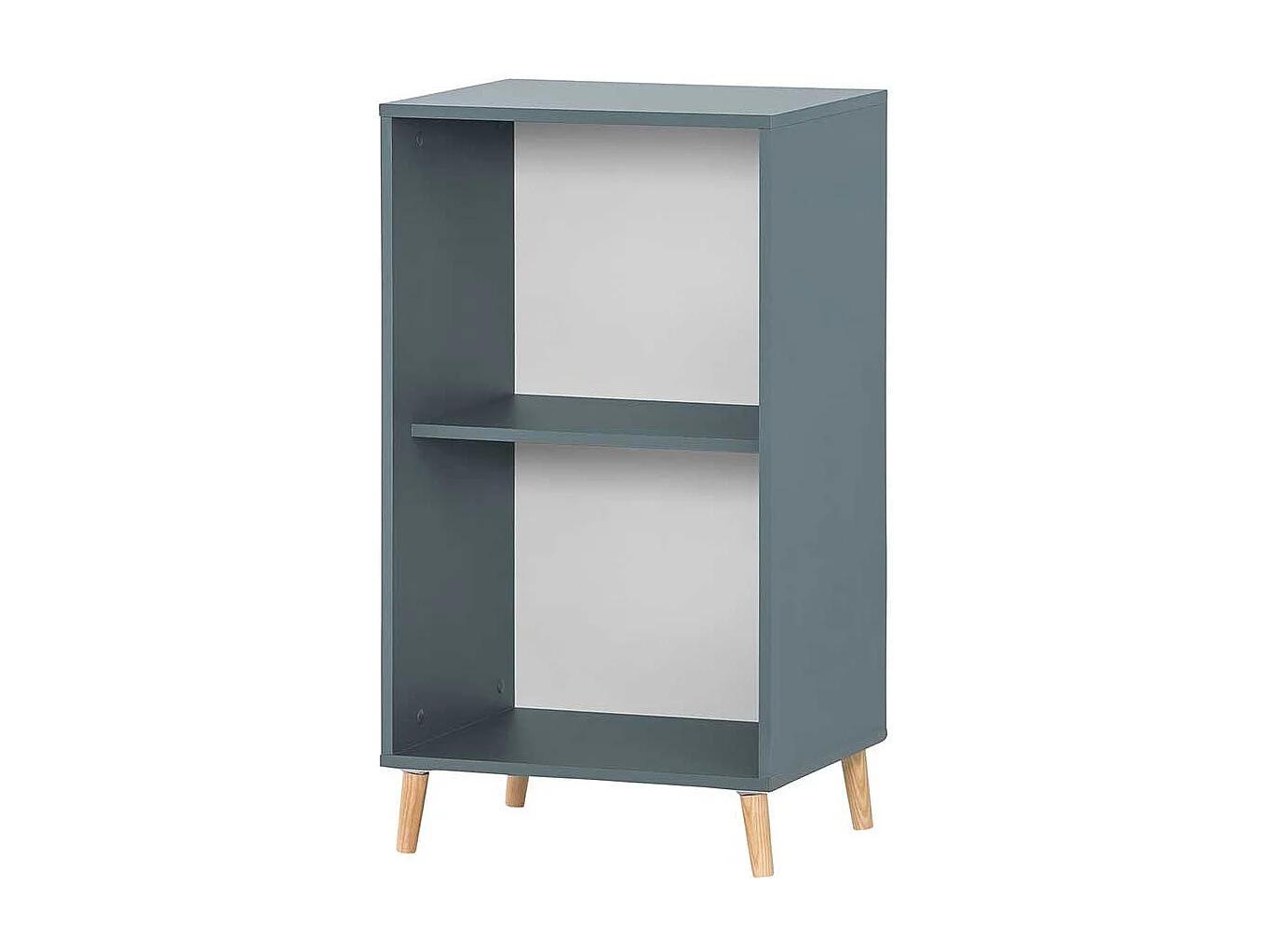 Schmaler Aktenschrank in Petrol und Eichefarben herausnehmbarem Regalkreuz