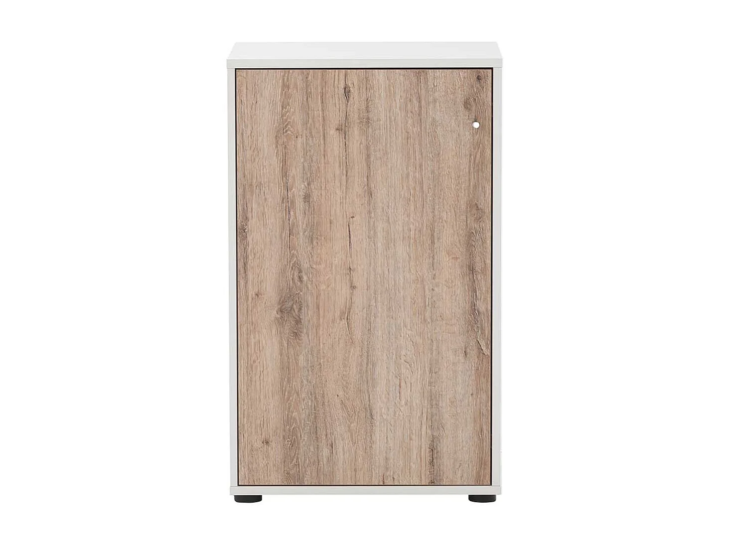 Kleiner Akten Büroschrank in Wildeichefarben und Weiss 84 cm hoch