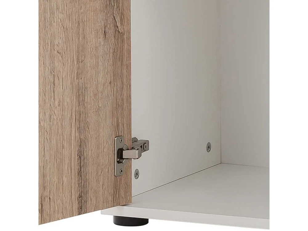 Kleiner Akten Büroschrank in Wildeichefarben und Weiss 84 cm hoch