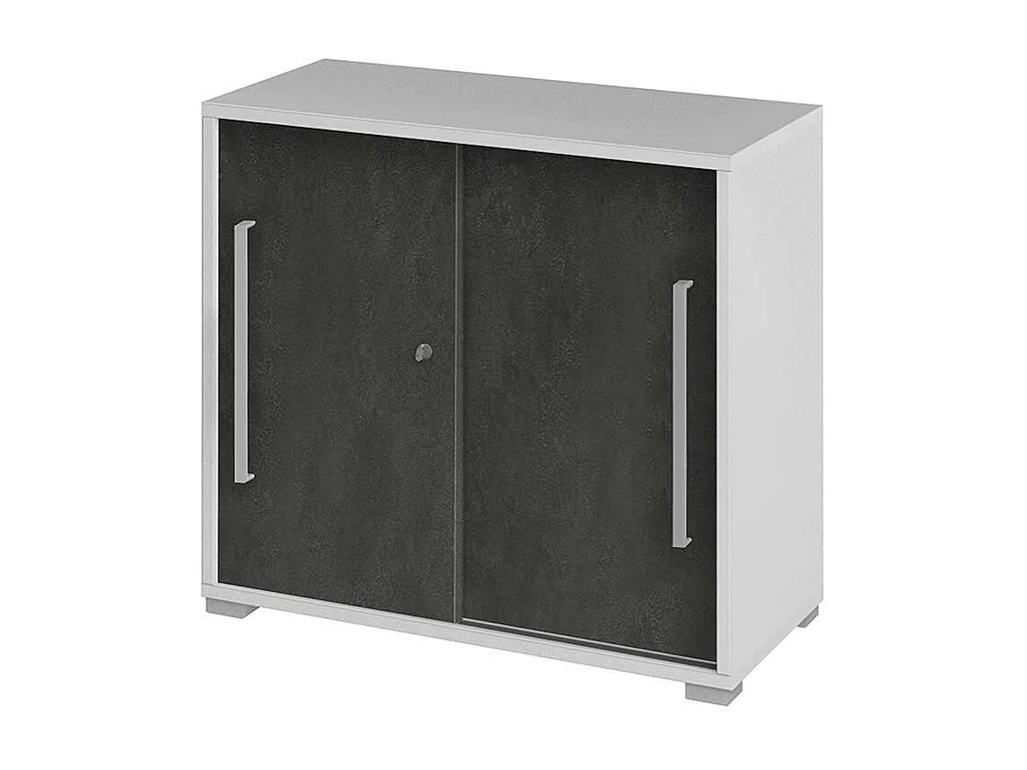 Aktenschrank mit Schiebet�ren Grau Wei�