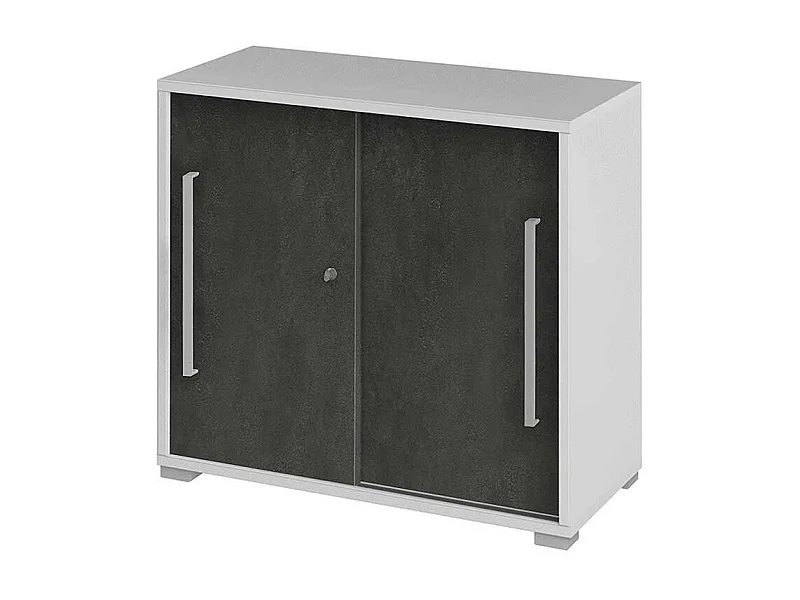 Aktenschrank mit Schiebet�ren Grau Wei�